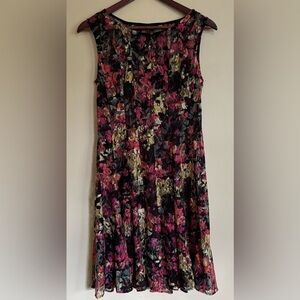 Chetta B| Nordstrom| Multicolour Sheer Lace Overlay Skirted Dress Sz 12